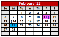 District School Academic Calendar for Anson Elementary for February 2022