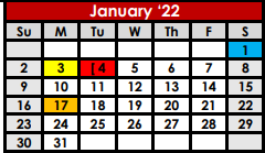 District School Academic Calendar for Anson High School for January 2022