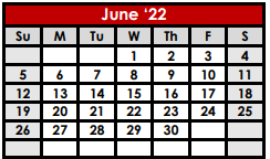 District School Academic Calendar for Anson High School for June 2022