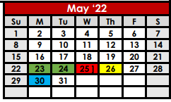 District School Academic Calendar for Anson Elementary for May 2022