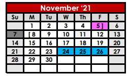 District School Academic Calendar for Anson Elementary for November 2021