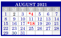 District School Academic Calendar for Raymond Tellas Academy - Daep for August 2021