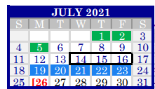 District School Academic Calendar for Anthony Middle School for July 2021