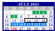 District School Academic Calendar for Raymond Tellas Academy - Daep for July 2021