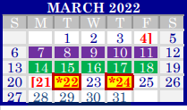 District School Academic Calendar for Anthony High School for March 2022