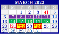 District School Academic Calendar for Raymond Tellas Academy - Daep for March 2022