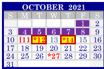 District School Academic Calendar for Anthony High School for October 2021