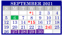 District School Academic Calendar for Raymond Tellas Academy - Daep for September 2021