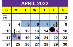 District School Academic Calendar for W A Kieberger Elementary for April 2022