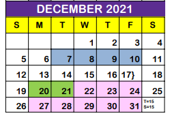 District School Academic Calendar for Charlie Marshall Elementary for December 2021