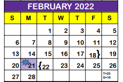 District School Academic Calendar for W A Kieberger Elementary for February 2022