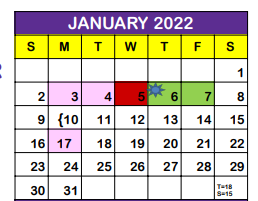 District School Academic Calendar for A C Blunt Middle School for January 2022