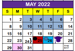 District School Academic Calendar for W A Kieberger Elementary for May 2022