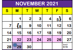 District School Academic Calendar for A C Blunt Middle School for November 2021