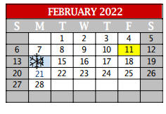 District School Academic Calendar for Argyle High School for February 2022