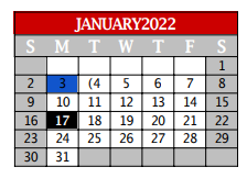 District School Academic Calendar for Argyle High School for January 2022