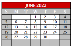 District School Academic Calendar for Denton Co J J A E P for June 2022