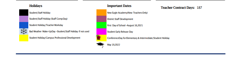 District School Academic Calendar Key for Denton Co J J A E P