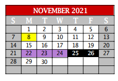 District School Academic Calendar for Argyle Middle School for November 2021