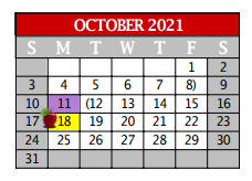 District School Academic Calendar for Argyle Middle School for October 2021