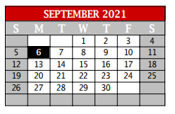 District School Academic Calendar for Argyle Middle School for September 2021
