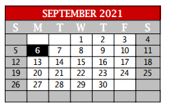 District School Academic Calendar for Denton Co J J A E P for September 2021