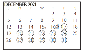 District School Academic Calendar for Amos Elementary for December 2021