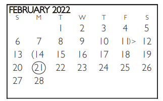 District School Academic Calendar for Boles Junior High for February 2022