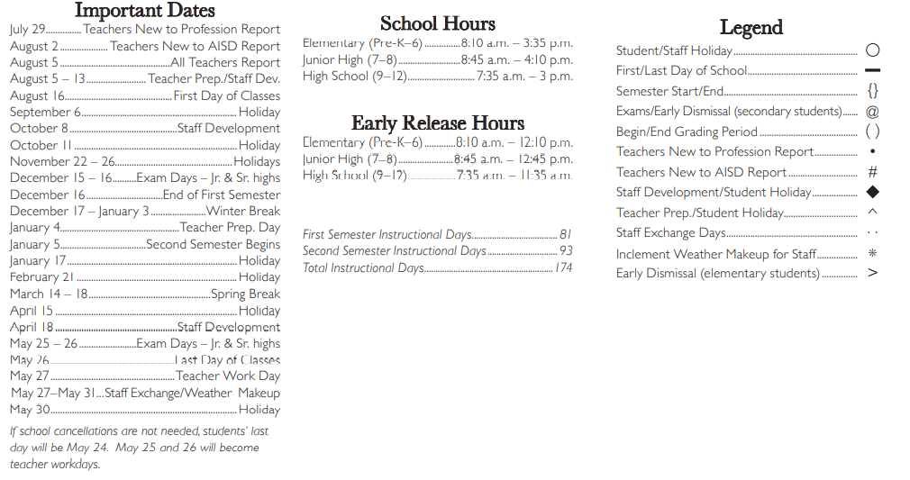 District School Academic Calendar Key for Nichols Junior High