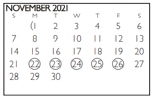 District School Academic Calendar for Sam Houston High School for November 2021