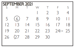 District School Academic Calendar for Hutcheson Junior High for September 2021