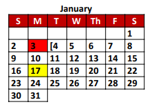 District School Academic Calendar for Smith Co Jjaep for January 2022