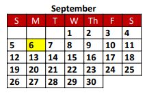 District School Academic Calendar for Smith Co Jjaep for September 2021