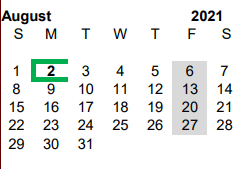 District School Academic Calendar for Athens Middle for August 2021