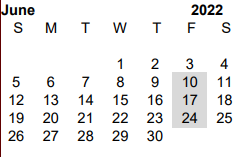 District School Academic Calendar for Bel Air El for June 2022