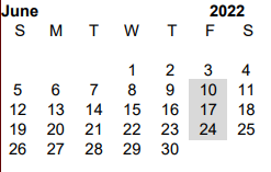 District School Academic Calendar for Athens Annex for June 2022