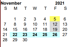 District School Academic Calendar for South Athens El for November 2021