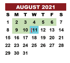 District School Academic Calendar for Corrective Behavior Ctr for August 2021