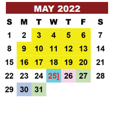 District School Academic Calendar for Corrective Behavior Ctr for May 2022