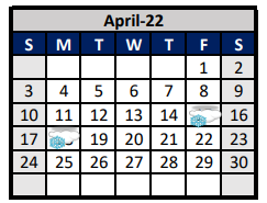 District School Academic Calendar for Denton Co J J A E P for April 2022