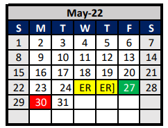 District School Academic Calendar for Denton Co J J A E P for May 2022