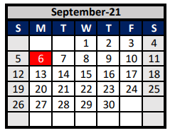 District School Academic Calendar for Aubrey Middle for September 2021