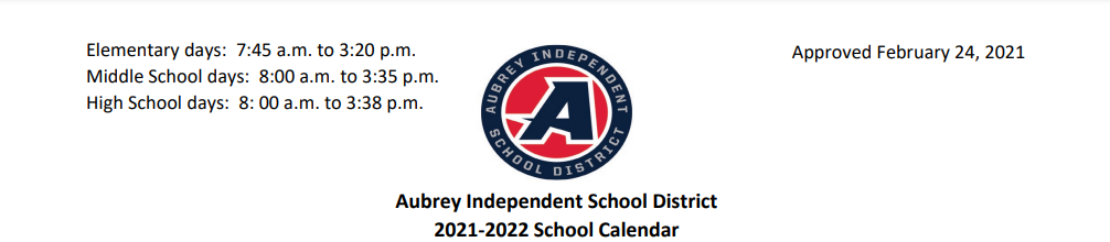 District School Academic Calendar for Denton Co J J A E P