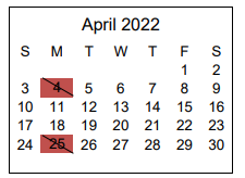 District School Academic Calendar for Sixth Avenue Elementary School for April 2022