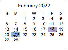 District School Academic Calendar for Sixth Avenue Elementary School for February 2022