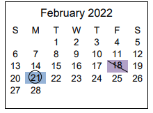 District School Academic Calendar for New America School for February 2022