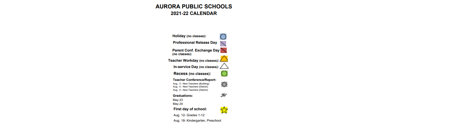 District School Academic Calendar Key for East Middle School