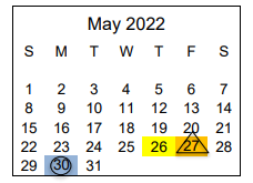 District School Academic Calendar for Paris Elementary School for May 2022