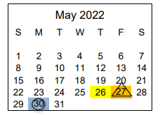 District School Academic Calendar for West Middle School for May 2022