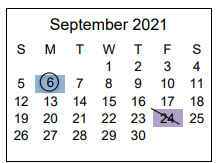 District School Academic Calendar for North Middle School for September 2021